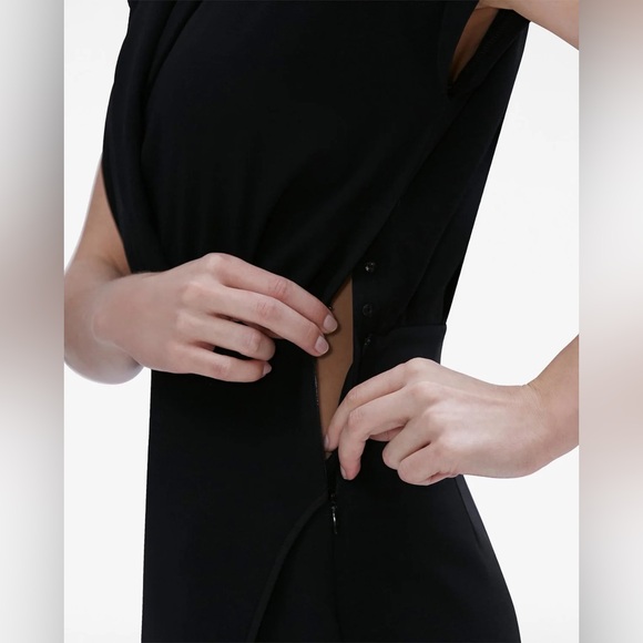 MM Lafleur The Tory Dress Black Size 0 P Career Work Office Faux Wrap Dress - Picture 4 of 16